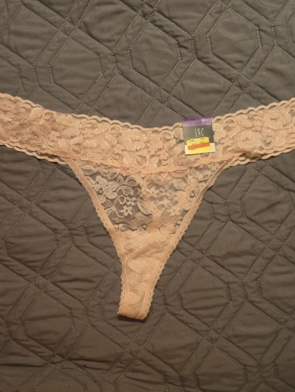 INC International Concepts Lace Thong Panties - Pink, Beige, Tan, Gray, Navy